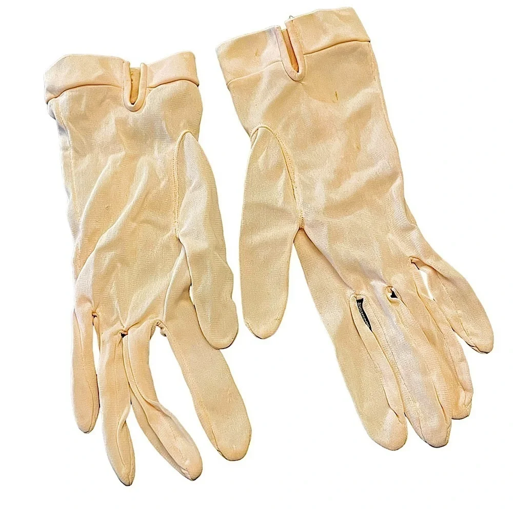 Vintage Light Pink Stretch Nylon Dress Gloves Cover Wrist Bone OS